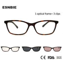Carica l&#39;immagine nel visualizzatore di Gallery, Occhiali Cat Eye con clip magnetica su occhiali da sole Montature per occhiali da vista polarizzati da donna con 3 clip su occhiali Ultem 