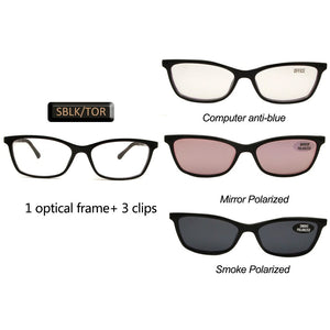 Occhiali Cat Eye con clip magnetica su occhiali da sole Montature per occhiali da vista polarizzati da donna con 3 clip su occhiali Ultem 