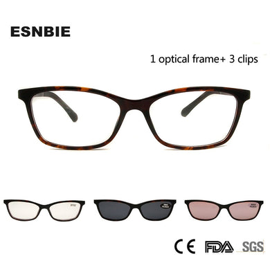 Occhiali Cat Eye con clip magnetica su occhiali da sole Montature per occhiali da vista polarizzati da donna con 3 clip su occhiali Ultem 