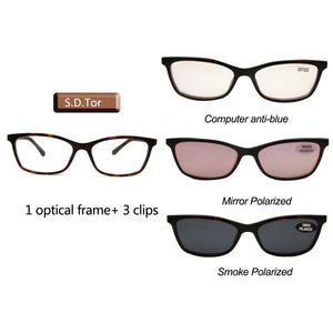 Occhiali Cat Eye con clip magnetica su occhiali da sole Montature per occhiali da vista polarizzati da donna con 3 clip su occhiali Ultem 