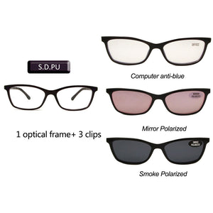 Occhiali Cat Eye con clip magnetica su occhiali da sole Montature per occhiali da vista polarizzati da donna con 3 clip su occhiali Ultem 