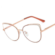 Carica l&#39;immagine nel visualizzatore di Gallery, Occhiali da vista Cat Eye con montatura in metallo Occhiali da donna anti luce blu Occhiali da vista per computer con blocco dei raggi blu 