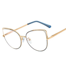 Carica l&#39;immagine nel visualizzatore di Gallery, Occhiali da vista Cat Eye con montatura in metallo Occhiali da donna anti luce blu Occhiali da vista per computer con blocco dei raggi blu 