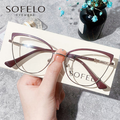 Cat Eye Myopia Glasses Frame Women Optical Prescription Eyeglasses Frame Ladies Red Stainless Steel Spectacles 2023