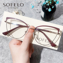 Load image into Gallery viewer, Cat Eye Myopia Glasses Frame Women Optical Prescription Eyeglasses Frame Ladies Red Stainless Steel Spectacles 2023