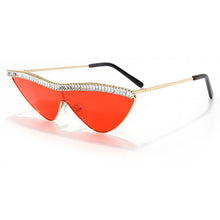 Load image into Gallery viewer, Cat Eye Rhinestones Sunglasses Women  Brand Black Clear Lens One Piece Diamond Sun Glasses Crystal Shades UV400
