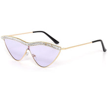 Load image into Gallery viewer, Cat Eye Rhinestones Sunglasses Women  Brand Black Clear Lens One Piece Diamond Sun Glasses Crystal Shades UV400