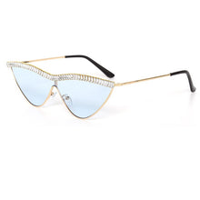 Load image into Gallery viewer, Cat Eye Rhinestones Sunglasses Women  Brand Black Clear Lens One Piece Diamond Sun Glasses Crystal Shades UV400