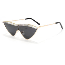 Load image into Gallery viewer, Cat Eye Rhinestones Sunglasses Women  Brand Black Clear Lens One Piece Diamond Sun Glasses Crystal Shades UV400