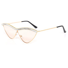 Load image into Gallery viewer, Cat Eye Rhinestones Sunglasses Women  Brand Black Clear Lens One Piece Diamond Sun Glasses Crystal Shades UV400