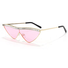 Load image into Gallery viewer, Cat Eye Rhinestones Sunglasses Women  Brand Black Clear Lens One Piece Diamond Sun Glasses Crystal Shades UV400