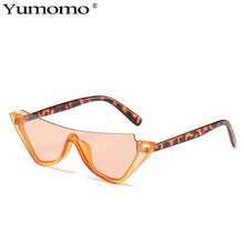 Load image into Gallery viewer, Cat Eye Semi-Rimless Sunglasses Women Vintage One Piece Blue Champagne Eyewear Popular Men Sun Glasses Shades UV400