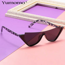 Load image into Gallery viewer, Cat Eye Semi-Rimless Sunglasses Women Vintage One Piece Blue Champagne Eyewear Popular Men Sun Glasses Shades UV400