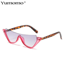 Load image into Gallery viewer, Cat Eye Semi-Rimless Sunglasses Women Vintage One Piece Blue Champagne Eyewear Popular Men Sun Glasses Shades UV400