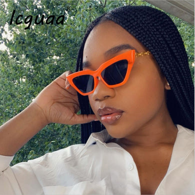 Cat Eye Sunglasses Irregular Small Brand Designer Eye Glasses Chain Frames For Female Gafas Oculos Sunglasses
