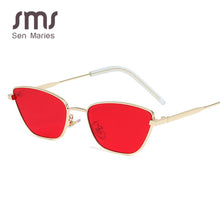 Carica l'immagine nel visualizzatore di Gallery, Cat Eye Occhiali da sole Donna Uomo 2023 Montatura in metallo Occhiali da sole Tonalità Occhiali da vista con lenti a specchio vintage Oculos de sol UV400
