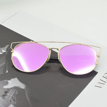 Load image into Gallery viewer, Cat Eye Sunglasses Women Men  Brand Irregular Sun Glasses Metal Hollow Man Shades Mirror Purple Pilot Glasses