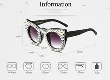 Load image into Gallery viewer, Cateyes sunglasses women Diamond crystal Pearl Decoration oversize clear eyeglasses sun glasses men shades oculs