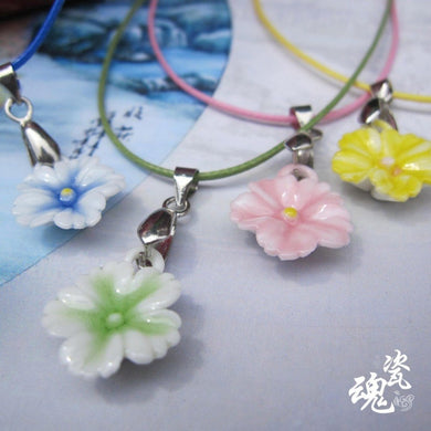 Fashion Ceramic Necklaces, Candy-colored Flower Pendant Vintage Jewelry Accessories Wholesale Handmade Ethnic Style 150072