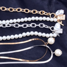 Load image into Gallery viewer, Fashion Chain Pearl Necklace For Women Baroque Pearl Metal Charm Pendants Necklaces Choker Snake Chain Jewelry Gold Silver Color