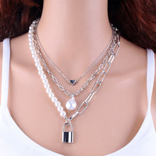 Load image into Gallery viewer, Fashion Chain Pearl Necklace For Women Baroque Pearl Metal Charm Pendants Necklaces Choker Snake Chain Jewelry Gold Silver Color