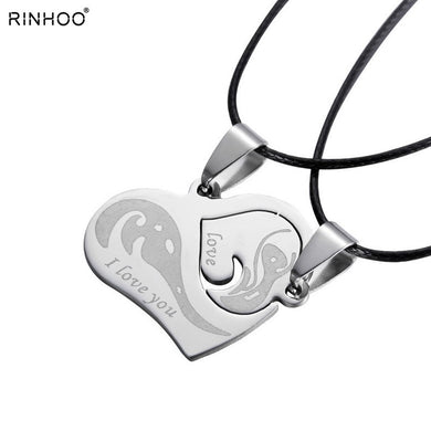 Fashion Choker Necklaces 316L Stainless Steel Double Heart Pendant Necklaces For Women And Men Couple Necklaces Lover Gift