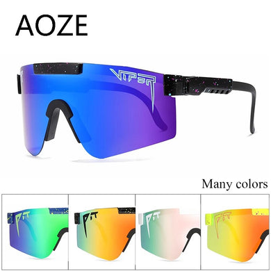 Classic BRAND Mirrored Blue lens pit viper Sunglasses polarized men sport goggle tr90 frame UV400 protection with case