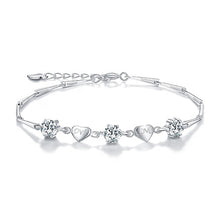 Load image into Gallery viewer, Fashion Clear/Purple Zicron 925 Sterling Silver Heart Bracelets for Women Cute Romantic Anniversary Gift Fine Jewelry SXJH597