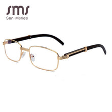 Carica l&#39;immagine nel visualizzatore di Gallery, Clear Small Rectangle Sunglasses Men  Women Metal Square Wood Glasses Frame Eyewear UV400 Gafas De Sol Mujer