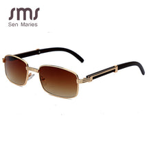 Carica l&#39;immagine nel visualizzatore di Gallery, Clear Small Rectangle Sunglasses Men  Women Metal Square Wood Glasses Frame Eyewear UV400 Gafas De Sol Mujer