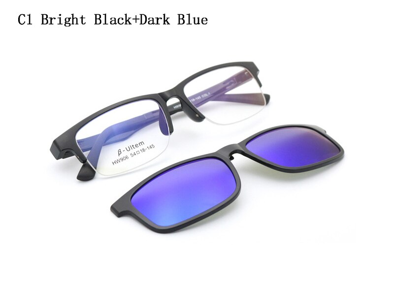 Clip on Polarized Sunglasses Women Men Semirim Square magnet Clips Sun Glasses Can Customize Myopia Presbyopia Lens N5