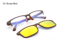 Carica l&#39;immagine nel visualizzatore di Gallery, Clip on Polarized Sunglasses Women Men Semirim Square magnet Clips Sun Glasses Can Customize Myopia Presbyopia Lens N5