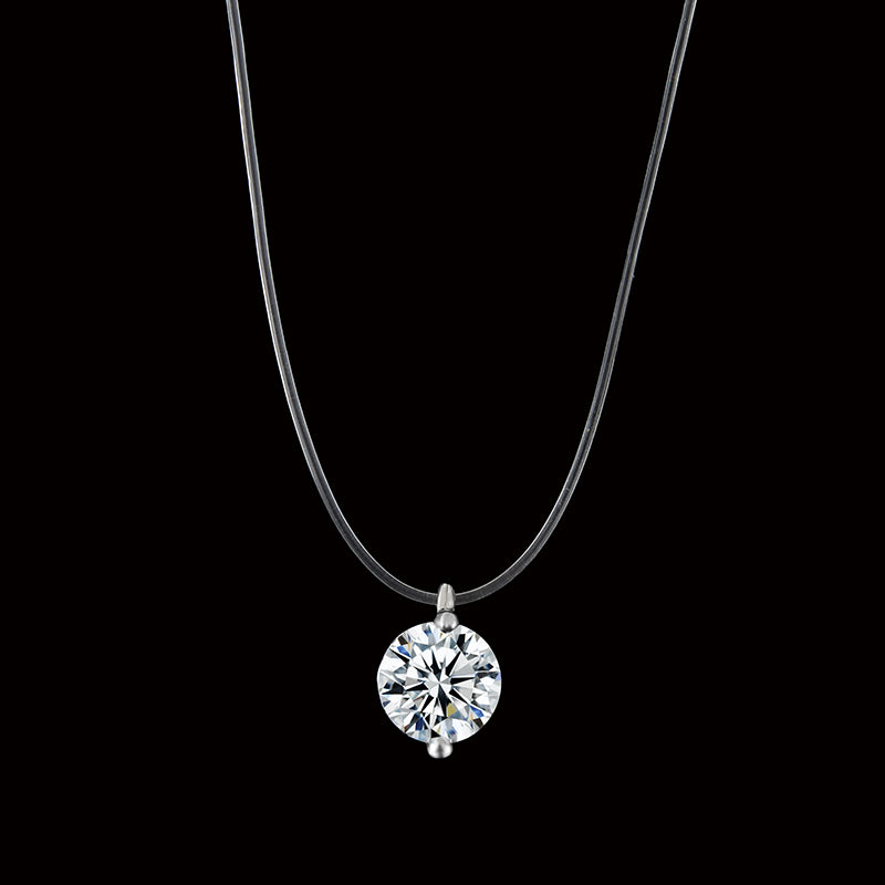 Fashion Color Silver Dazzling Clear And Invisible Zircon Necklace Simple Fishing Line Pendant Necklace Jewelry x89