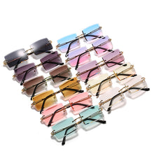 Load image into Gallery viewer, Colorful Rimless Rectangle Sunglasses Women Men Shades 2023 AlloySun Glasses UV400