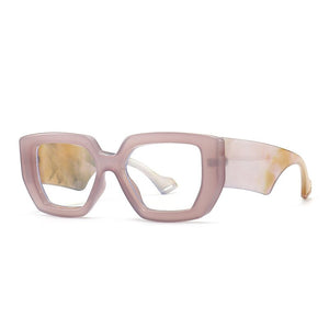 Colorful Square Women Glasses Frame Clear Anti-Blu-Ray Spring Hinge Wide Legs Eyewear Men Optical Polygon Frame