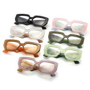 Colorful Square Women Glasses Frame Clear Anti-Blu-Ray Spring Hinge Wide Legs Eyewear Men Optical Polygon Frame