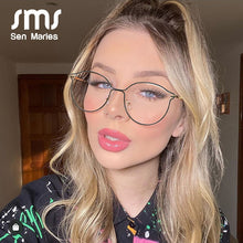 Load image into Gallery viewer, Computer Glasses Frames Women Blue Light Filter Alloy Frame Glasses Men Round Eyewear Optical Spectacle Eyeglass