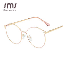 Load image into Gallery viewer, Computer Glasses Frames Women Blue Light Filter Alloy Frame Glasses Men Round Eyewear Optical Spectacle Eyeglass