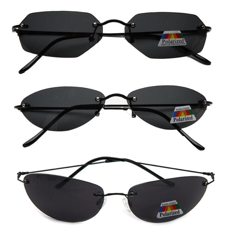 Raffreddare The Matrix Neo Style rivetti polarizzati occhiali da sole da uomo slim senza montatura occhiali da sole di design di marca Oculos De Sol 