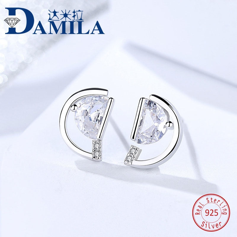 Fashion Crystal Letter 925 sterling silver earings for women Silver S925 jewelry stud earring cubic zirconia stone earing female