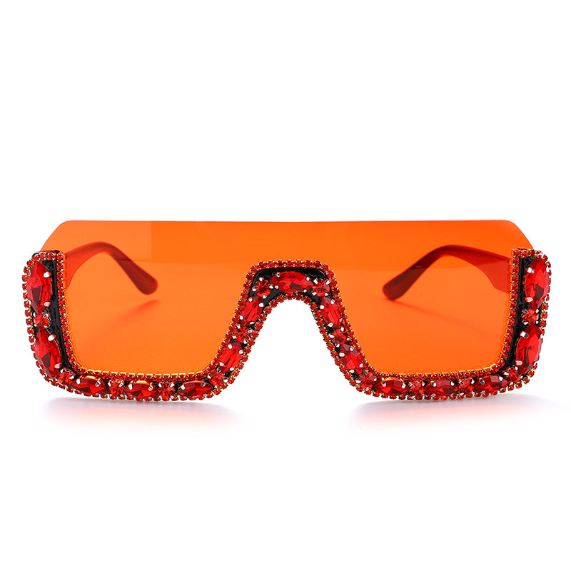 Occhiali da sole quadrati senza montatura a mezza montatura alla moda in cristallo Occhiali da sole Occhiali da sole da donna Occhiali da sole con strass firmati di marca