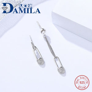 Fashion Crystal clip shape 925 sterling silver earings for women Silver S925 jewelry stud earring cz cute earing female