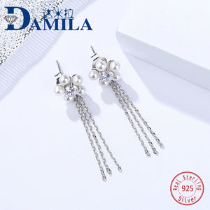 Orecchini in argento sterling 925 con fiore di perla conchiglia di cristallo di moda per donna Orecchini in argento S925 con perno gioielli cz carino orecchini femminili 