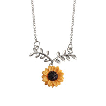 Carica l&#39;immagine nel visualizzatore di Gallery, Regalo di nascita dei gioielli della collana della clavicola delle donne del pendente del ramo della foglia del girasole dell&#39;oro rosa sveglio di modo 
