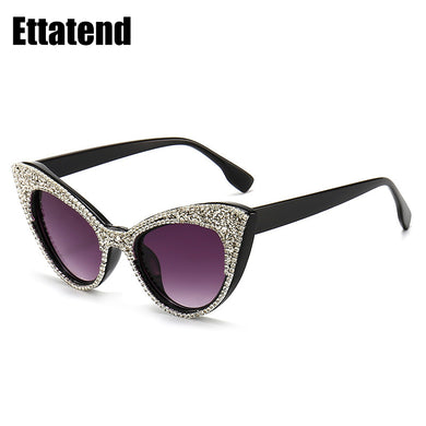 Designer Cat Eye Sunglasses Women  Rhinestone Sun Glasses Glitter Diamond Eyeglasses Brand Shades for Female Uv400