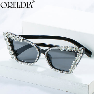 Diamond Cat Eye Sunglasses 2023 Women Men Vintage Punk Rhinestone Sun Glasses Female  Brand Designer Eyewear UV400