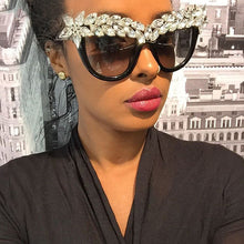 Load image into Gallery viewer, Diamond Cat Eye Sunglasses Women  Brand Designer Rhinestones Cateye Sunglasses Retro Eyewear Shades UV400 Oculos