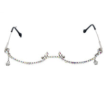 Load image into Gallery viewer, Diamond Eyeglasses Frame For Women  Crystal Half Frame Glasses Colorful Chain Red Green Pink Rhinestone Glasses