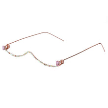 Load image into Gallery viewer, Diamond Eyeglasses Frame For Women  Crystal Half Frame Glasses Colorful Chain Red Green Pink Rhinestone Glasses