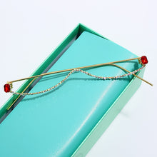 Load image into Gallery viewer, Diamond Eyeglasses Frame For Women  Crystal Half Frame Glasses Colorful Chain Red Green Pink Rhinestone Glasses
